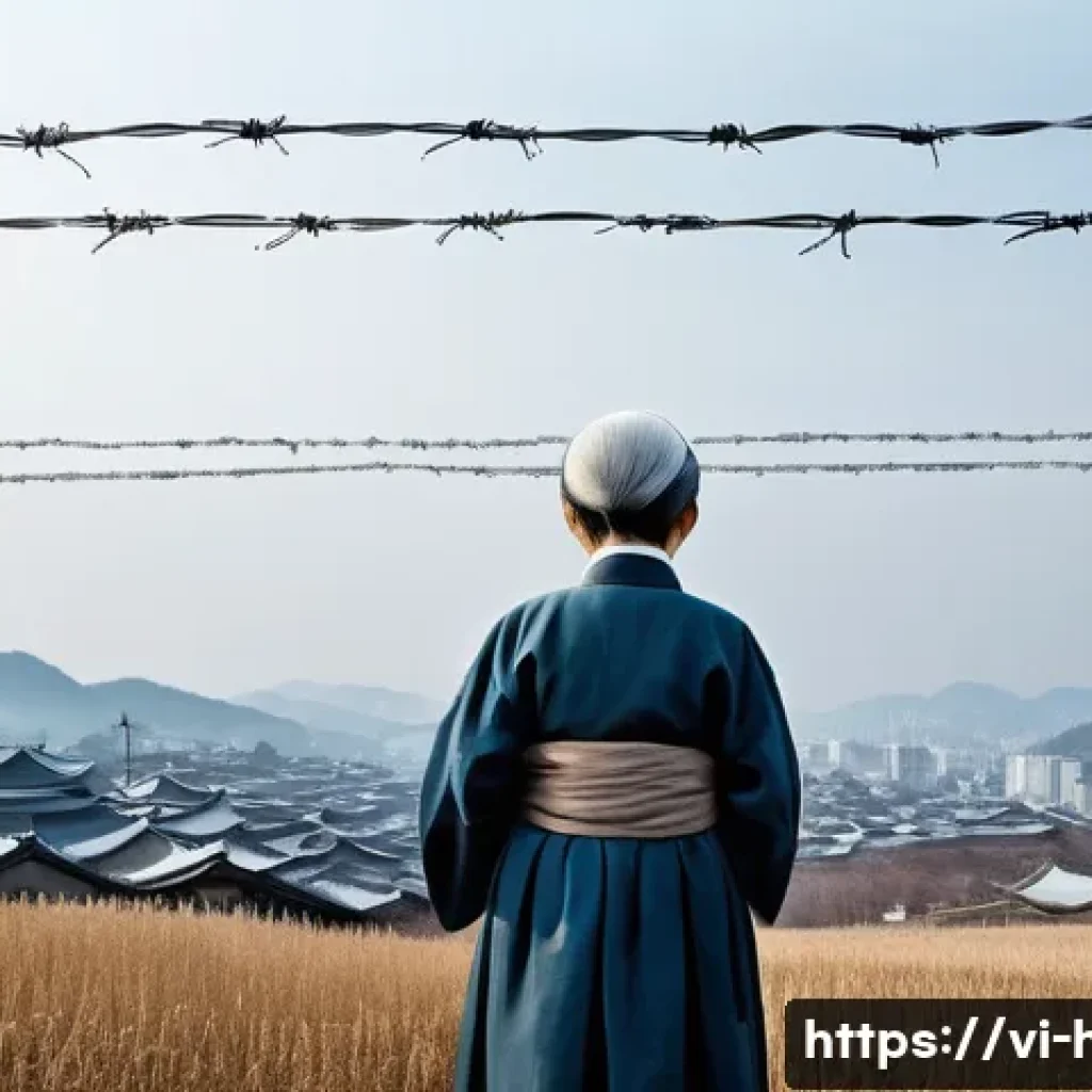 6 25 전쟁과 한반도 분단 - **Prompt 1: The Eternal Longing – A Divided Landscape**
    "An elderly Korean woman, with profound ...