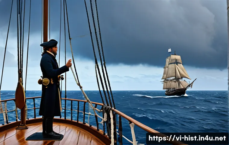 대항해 시대와 세계화의 시작 - **Prompt 1: The Daring Navigator**
    "A grand 16th-century Caravel sailing through turbulent, deep...