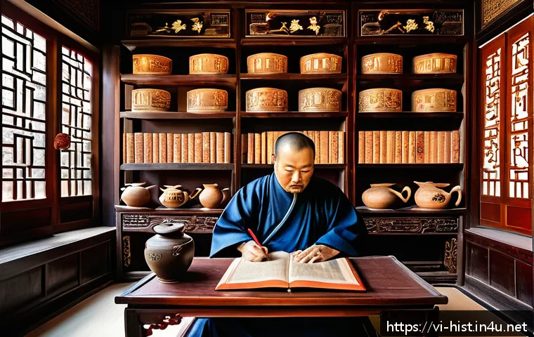 중국 명청 시대 비교 - A detailed scene of a traditional Ming dynasty scholar’s study room in 15th-century Vietnam style, f...